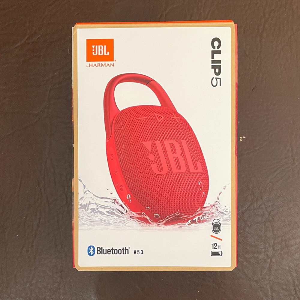 JBL Clip 5 Portable Speaker in Bold Red